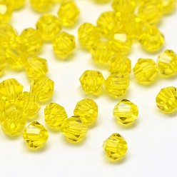 Gold Imitation 5301 Bicone Beads, Transparent Glass Faceted Beads, Gold, 6x5mm, Hole: 1.3mm, about 288pcs/bag