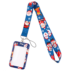 Steel Blue Christmas Themed Santa Claus Plastic Neck Strap Card Holders, Badge Holder Lanyard, Steel Blue, 450x25mm