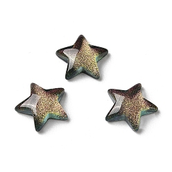 Coconut Brown K9 Glass Cabochons, with Glitter Powder, Star, Coconut Brown, 10x10.5x3mm