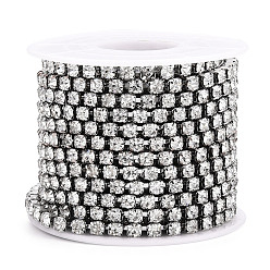 Кристалл Железа горный хрусталь стразы цепи, Цепочки со стразами в форме чашки , платины цвет гальваническим, без никеля , с катушкой, кристалл, сс 16, 3.6 мм, около 16.40 футов (5 м) / рулон