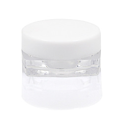 White Transparent Plastic Empty Portable Facial Cream Jar, Tiny Makeup Sample Containers, with Screw Lid, Square, White & Clear, 3x1.5cm, Capacity: 3g
