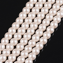 Blanc Fantôme Brins de perles de verre teints écologiques, Grade a, ronde, cordon en coton fileté, fantôme blanc, 6mm, Trou: 1.2~1.5mm, Environ 70 pcs/chapelet, 15.7 pouce