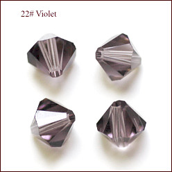 Фиолетовый Имитация Австрийские кристаллические шарики, класс AAA, граненые, двухконусные, фиолетовые, 3x3 мм, отверстие : 0.7~0.9 мм