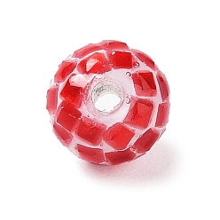 Red Colorful Craft Shell Beads, Dyed, Round, Red, 3.5~4x4~4.5mm, Hole: 0.9~1mm
