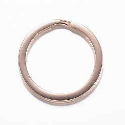 Rose Gold Ion Plating(IP) 304 Stainless Steel Split Key Rings, Keychain Clasp Findings, Rose Gold, 20x2mm