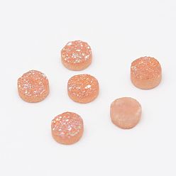 Moccasin Electroplated Natural Druzy Agate Cabochons, Flat Round, Moccasin, 8x2~4mm