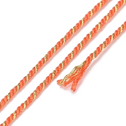Coral Polycotton Filigree Cord, Braided Rope, with Plastic Reel, for Wall Hanging, Crafts, Gift Wrapping, Coral, 1.2mm, about 27.34 Yards(25m)/Roll
