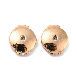 Rose Gold Rack Plating Brass Ear Nuts, Ear Backs, Long-Lasting Plated, Lead Free & Cadmium Free, Flat Round, Rose Gold, 8x9.5x2.5mm, Hole: 0.7mm