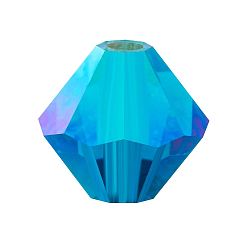 60310 20000 Capri Blue AB 2x Хрустальные бусины preciosa®, чешский хрусталь, биконус(451 69 302 рондель), 60310 20000 капри синий ab 2x, 4 мм, отверстие : 0.8 мм