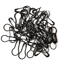 Black Iron Calabash Safety Pins, Knitting Stitch Marker, Black, 22x10mm, 100pcs/bag