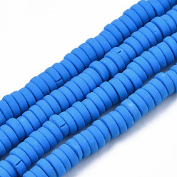 Dodger Azul Abalorios de la arcilla de polímero hechos a mano, disco / plano y redondo, perlas heishi, azul dodger, 5.5x2 mm, agujero: 1.5 mm, sobre 162~184 unidades / cadena, 15.94 pulgada ~ 16.34 pulgada (40.5~41.5 cm)