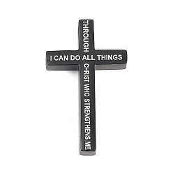 Черный 304 подвески из нержавеющей стали, мотивационные крестики-подвески, ионное покрытие (ip), долговечный, чёрные, 37x22x5 мм, отверстие : 3 мм