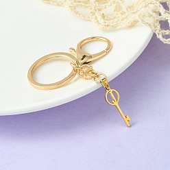 Letter J 304 Stainless Steel Initial Letter Key Charm Keychains, with Alloy Clasp, Golden, Letter J, 8.8cm