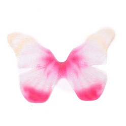 Deep Pink Gradient Color Cloth Butterfly Ornaments, Craft Butterfly, for DIY Hair Accessories, Wedding Dress, Deep Pink, 45mm