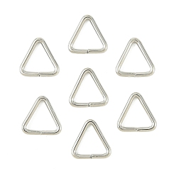 Real Platinum Plated SHEGRACE Brass Adjuster Triangle Buckles, Fit For Top Drilled Beads, Webbing, Strapping Bags, Cadmium Free & Nickel Free & Lead Free, Real Platinum Plated, 8x8x1mm, Hole: 5.5x5.5mm
