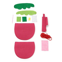 Cerise Non Woven Fabric Embroidery Needle Felt Sewing Craft of Pretty Bag Kids, Felt Craft Sewing Handmade Gift for Child Meet Best, Strawberry, Cerise, 14x13x3.5cm
