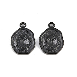 Черный 304 подвески из нержавеющей стали, ионное покрытие (ip), , неровность плоская круглая, чёрные, 17.5x13x2.5 мм, отверстие : 1.4 мм