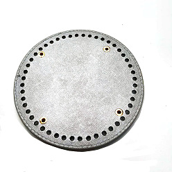 Silver PU Leahter Knitting Crochet Bags Bottom, Round, Bag Shaper Base Replacement Accessaries, Silver, 15cm, Hole: 5mm