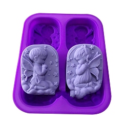 Blue Violet Angel DIY Silicone Soap Molds, Resin Casting Molds, For UV Resin, Epoxy Resin Jewelry Making, Blue Violet, 180x140x22mm