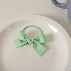 5# Mint Green Cute Cream-colored Bow Hair Ties for Girls, Soft and Sweet Ponytail Holders