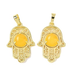 Белый Нефрит Естественно окрашенные белый нефрит кулоны, латунные полые хамса ручные амулеты, стойки покрытие, без кадмия и без свинца, золотые, желтые, 33x22x6.5 мм, отверстие : 7.5x5 мм
