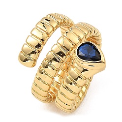 Темно-Синий Кольца-капельки с кубическим цирконием, покрытие стойки из настоящей позолоченной латуни 18k, обручальное кольцо, кольцо-солитер, без кадмия и без свинца, темно-синий, размер США 8 1/2 (18.5 мм)