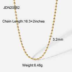 JDN20882 Chic 14K Gold-Plated Geometric Stainless Steel Oval Beaded Necklace for Women