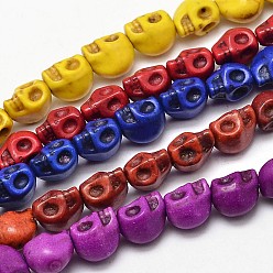 Misty Rose Dyed Synthetic Turquoise Bead Strands, Skull, Misty Rose, 10x8x10mm, Hole: 1mm, about 38~40pcs/strand, 15~15.5 inch