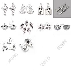 Antique Silver & Platinum 60Pcs 10 Styles Tibetan Style Alloy Pendants, Lead Free & Cadmium Free, Mixed Shape, Antique Silver & Platinum, 14.5~28x10.5~22x2~6mm, Hole: 1.2~2.5mm, 6pcs/style