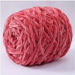 Cerise Wool Chenille Yarn, Velvet Cotton Hand Knitting Threads, for Baby Sweater Scarf Fabric Needlework Craft, Cerise, 5mm, 95~100g/skein