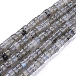 Labradorite Natural Labradorite Beads Strands, Heishi Beads, Flat Round/Disc, 4x2mm, Hole: 0.6mm, about 149~171pcs/Strand, 15.35 inch~15.55 inch(39~39.5cm)