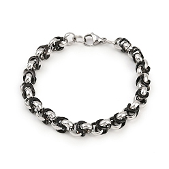 Черный 8мм 201 Браслеты из нержавеющей стали с византийскими цепочками для женщин, с 304 нержавеющей стали застежки, цвет нержавеющей стали, чёрные, 8-7/8 дюйм (22.5 см)