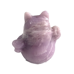 Lépidolite Figurines de chat porte-bonheur sculptées en lépidolit naturel, guérison, Décorations d'affichage en pierre d'énergie reiki, 60x50x60mm