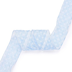 Cornflower Blue 20 Yards Polyester Mesh Ribbon, Pleated Polka Dot Ribbon for Wedding, Gift, Party Decoration, Cornflower Blue, 1-5/8 inch(42mm), about 20.00 Yards(18.29m)/Roll