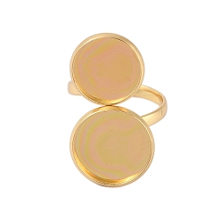 Настоящее золото 18K 304 открытые кольца манжеты из нержавеющей стали, настройка кольца колодки, плоско-круглые, реальный 18 k позолоченный, внутренний диаметр: 17 мм, лоток: 14 & мм 12 мм