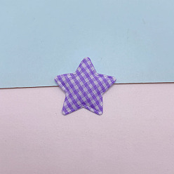 Medium Purple Tartan Pattern Star Shape Sew on Embossed Ornament Accessories, DIY Sewing Craft Decoration, Medium Purple, 35mm