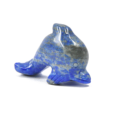 Lapis Lazuli Natural Lapis Lazuli Sculpture Display Decorations, for Home Office Desk, Dolphin, 38~41x17.5x26mm