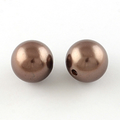 Camel Round ABS Plastic Imitation Pearl Beads, Camel, 20mm, Hole: 2mm, about 120pcs/500g