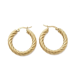 Золотой 304 серьги-кольца из нержавеющей стали с закрученными кольцами, ионное покрытие (ip), золотые, 30x29.5x4.7 мм