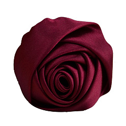 Темно-Красный Атласная ткань ручной работы 3d цветок розы, аксессуары для украшения обуви, шапки, одежды своими руками, темно-красный, 5.5 см