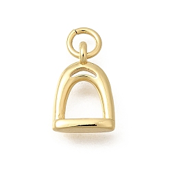 Настоящее золото 18K Латунные подвески, подвески для стремян всадника, стойки покрытие, долговечный, без кадмия и без свинца, реальный 18 k позолоченный, 13x9x3.5 мм, Перейти кольцо: 5x0.8 мм, внутренний диаметр: 3.2 мм