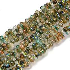 Темно-оливково-зеленый Стеклянные бусины с гальваническим покрытием , арахис, темно-оливковый зеленый, 3~4x6~7x4~5 мм, отверстие : 1 мм, около 156~158 шт / нитка, 15.35''~15.75'' (39~40 см)