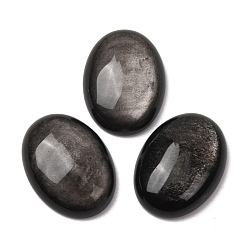 Silver Sheen Obsidian Natural Silver Sheen Obsidian Cabochons, Oval, 30x22x7~8mm