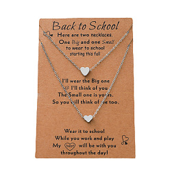 N00030-1 Back-to-School Season Card Heart-shaped Card Necklace Set, Fashionable and Simple, Non-fading Collarbone Chain (2 Pieces)