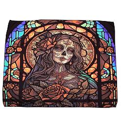 Colorful Halloween Theme Skull Pattern Polyester Wall Hanging Tapestry, for Bedroom Living Room Decoration, Rectangle, Colorful, 730x950mm