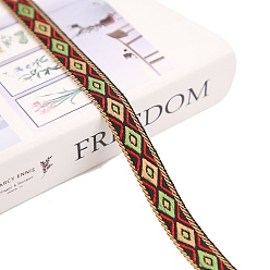 Желто-Зеленый 50 ярдов небольшой свежий полиэстеровый ромбовидный жаккардовый лента в этническом стиле, для этнических аксессуаров одежды, желто-зеленый, 1/2 дюйм (12 мм)