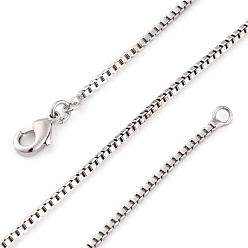 Платина 1.5мм стойка покрытие латунные цепочки ожерелья для женщин мужчин, без кадмия и без свинца, 901 застежка из нержавеющей стали, долговечный, платина, 21.65 дюйм (55 см)