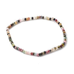 Tourmaline Faceted Rondelle Natural Tourmaline Beads Stretch Bracelets, Reiki December Birthstone Jewelry for Her, Inner Diameter: 2-3/8 inch(6.1cm)