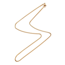 Golden Ion Plating(IP) 304 Stainless Steel Box Chain Necklace for Women, Golden, 16.34 inch(41.5cm)