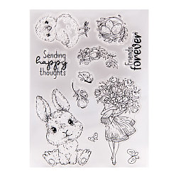 Rabbit Silicone Stamps, for DIY Scrapbooking, Photo Album Decorative, Cards Making, Stamp Sheets, Easter Theme Pattern, 10.5x14.5x0.2cm
